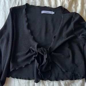 tie front long sleeve top